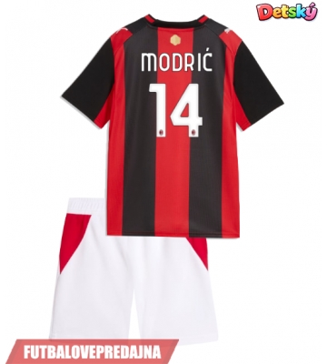 Lacne Dětský Futbalové dres AC Milan Luka Modric #14 2026-27 Krátky Rukáv - Domáci (+ trenírky)
